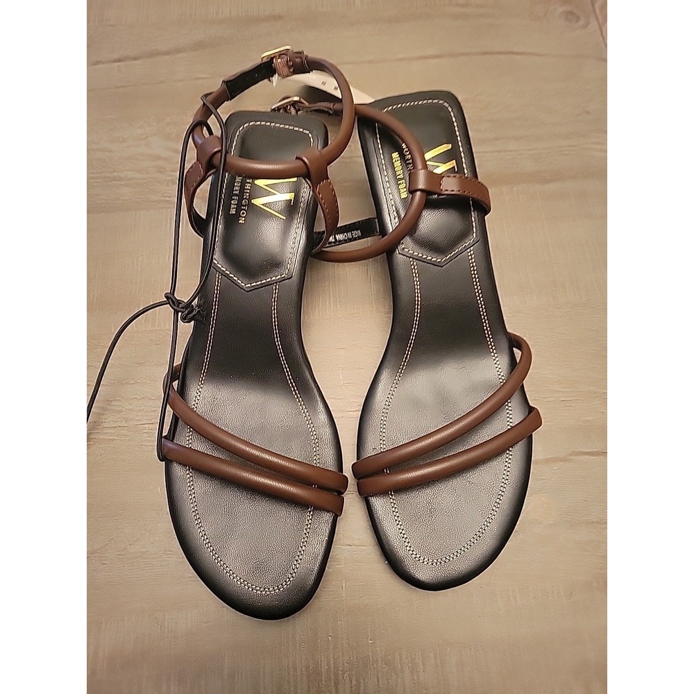 Worthington Women Shoes Wor Causy Black Heeled Brown Straps Sandals Size 7 M